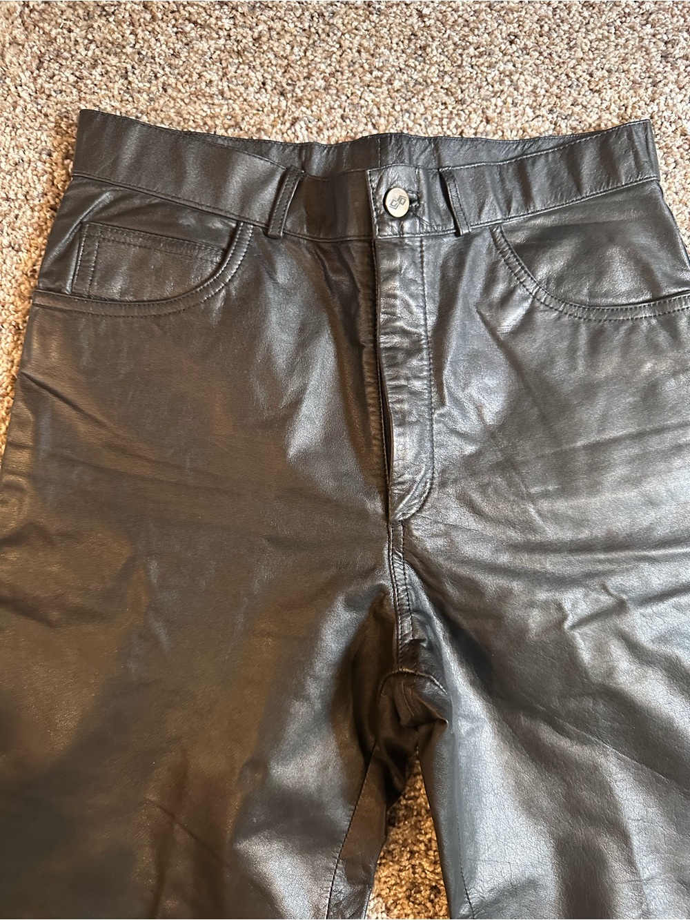 Women’s Vintage J.Palo Black Leather Pants. Classic Straight Fit - Picture 2 of 13